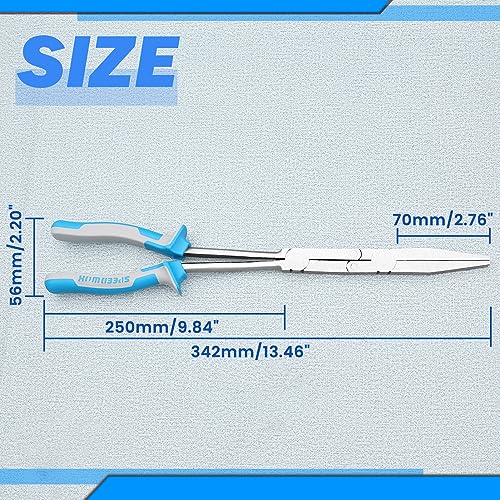 SPEEDWOX 13-Inch Double-Joint Pliers - Serrated Jaw Dual Pivot Long Reach Compound Action Flat Nose Duckbill Pliers - style: Flat Nose Plier