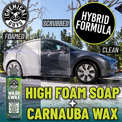 Chemical Guys Sudpreme Wash & Wax 128 oz High Suds Foaming Car Wash Soap with Carnauba Wax Shine, Deep Gloss Finish & Surface Protection Safe for Paint, Chrome & Plastic