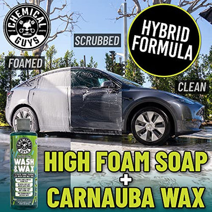 Chemical Guys Sudpreme Wash & Wax 128 oz High Suds Foaming Car Wash Soap with Carnauba Wax Shine, Deep Gloss Finish & Surface Protection Safe for Paint, Chrome & Plastic