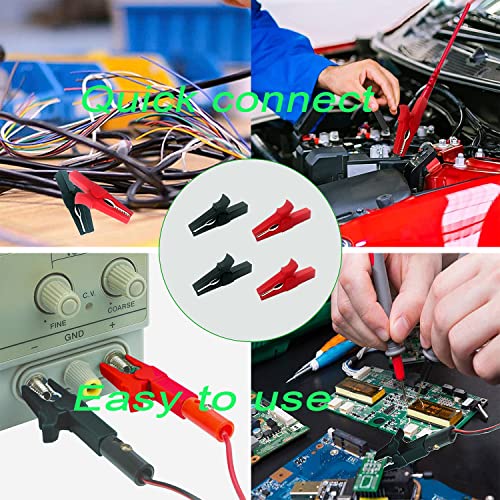 5 Pairs Fully Insulated 30A Safety Test Alligator Clips | With Banana Socket and 4mm Banana Plug Connectors ideal for Automotive Electrical Testing Battery Connection (Red+Black） - style: Alligator clip