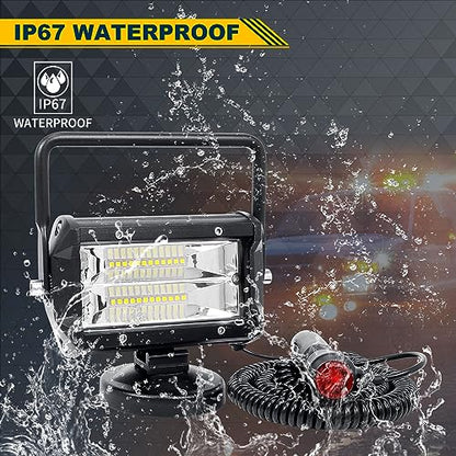 SKYWORLD 2Pcs Portable Magnetic Base Led Work Light Bar, 5 inch 72W Flood Beam, 12V 24V Off Road Driving Lights Fog Lamp for Car Truck 4x4 SUV ATV Tractors Excavator, 6000K White, Led Search Lights - size: 2Pcs 5 Inch 72W Flood