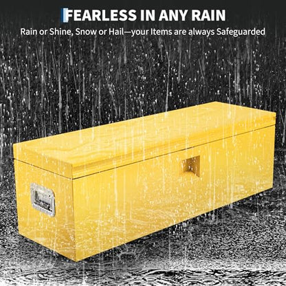 Industrial Steel Truck Tool Box w/Gas-Shock Lid, Pry-Resistant Security & Weatherproofing Toolbox Organizer Chest Fits Pickup, Truck Bed, RV, Trailer - color: Yellow, size: 15X15X24 inch