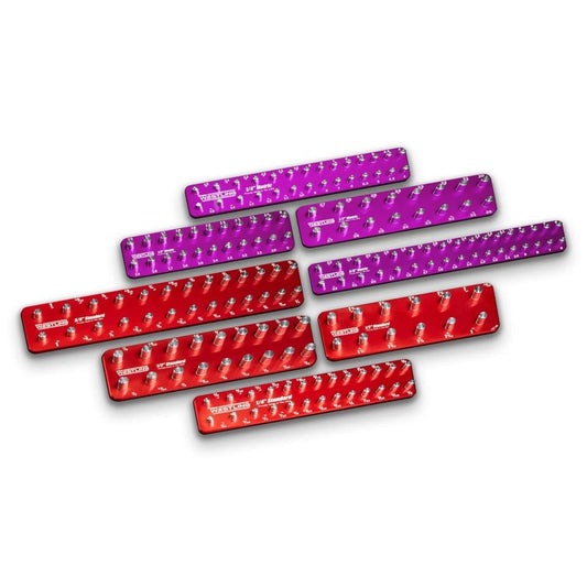Westling USA Premium Aluminum Starter 8 Piece Socket Tray/Organizer Set, Holds 152 Standard and Metric Sockets (Red/Purple, 2 Row) - color: Red/Purple, size: 2 Row