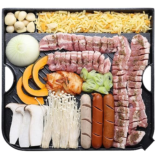 COOKKING - Master Grill Pro, Korean Traditional BBQ Grill Pan - Stovetop Nonstick Indoor/Outdoor Smokeless BBQ Cast Aluminum Grill Pan (MasterGrill Pro) (No Induction), Made in Korea - style: MasterGrill Pro