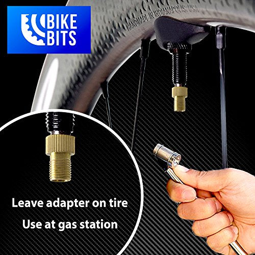 Brass Presta Valve Adapter - Convert Presta to Schrader - Inflate Tire Using Standard Pump or Air Compressor (4 Pack)