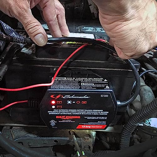 Schumacher Electric 1.5A Car Battery Charger and Maintainer, 3-in-1 Solution, for 6V/12V Power Sport, Automotive, and Marine Batteries, SC1300