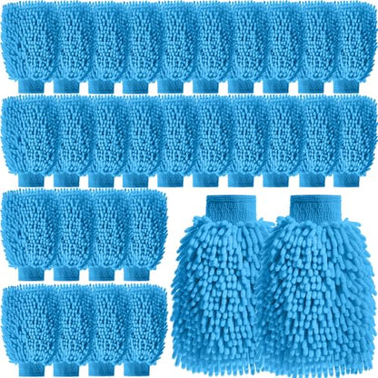 24 Pack Car Wash Mitt Bulk Microfiber, 10'' x 8'' Chenille Car Wash Mitt Gloves, Scratch Free Double Sided No Lint No Marks for Truck SUV and All Vehicle Surfaces (Blue) - color: Blue