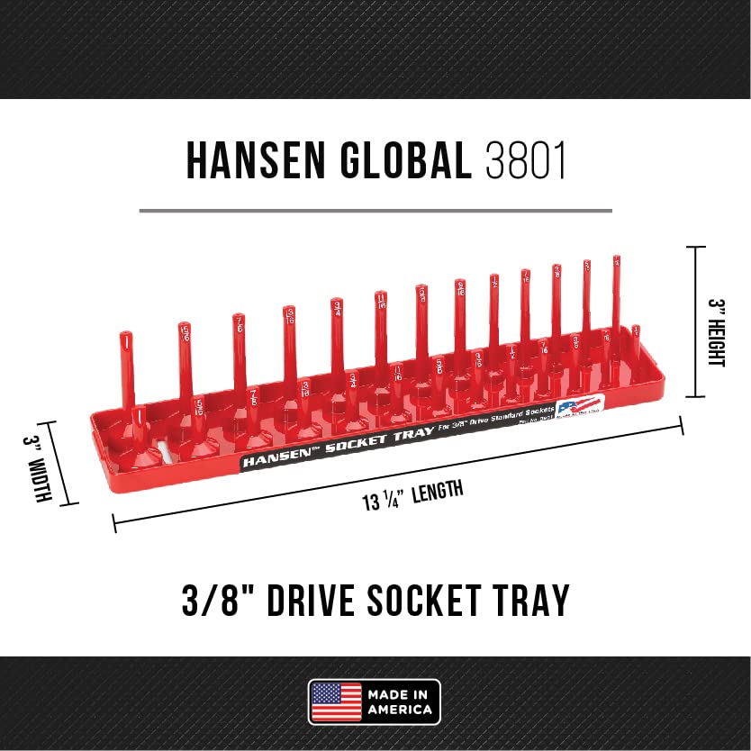 Hansen Global 92000 SAE & Metric, 2-Row Socket Tray Set - 6-Pieces, Red & Grey - color: Red & Grey