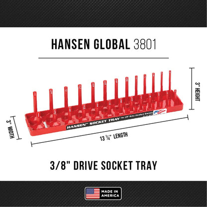 Hansen Global 92000 SAE & Metric, 2-Row Socket Tray Set - 6-Pieces, Red & Grey - color: Red & Grey