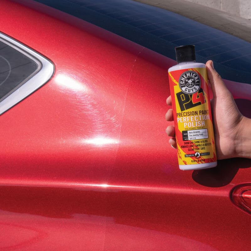 Chemical Guys, P4 Precision Paint Perfection Polish for Clear Coat, 16 oz | Refines swirls, towel marks and light defects, restoring deep gloss and clarity to clear coat, body-shop ready - style: P4 Perfection Polish