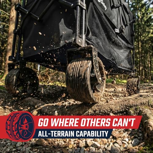 Sekey 500LBS Heavy Duty Double Decker Wagon with Extender, 400L Large Capacity Collapsible Garden Cart Fits 10x10 Canopy, All-Terrain Big Wheels with Brakes, Foldable Utility Wagon for Sports, Camping - color: Carbon Black