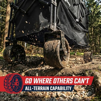 Sekey 500LBS Heavy Duty Double Decker Wagon with Extender, 400L Large Capacity Collapsible Garden Cart Fits 10x10 Canopy, All-Terrain Big Wheels with Brakes, Foldable Utility Wagon for Sports, Camping - color: Carbon Black
