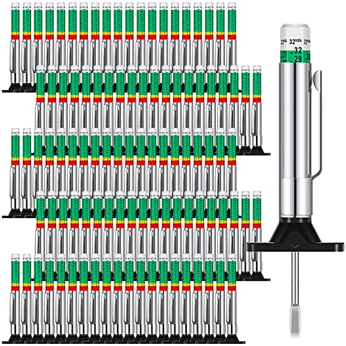 100 Pieces Tyre Tread Depth Gauge Color Coded Tire Depth Gauge Tool Tire Tread Accurate Measurement Tools, Green