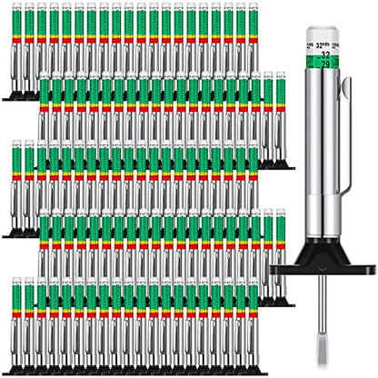 100 Pieces Tyre Tread Depth Gauge Color Coded Tire Depth Gauge Tool Tire Tread Accurate Measurement Tools, Green