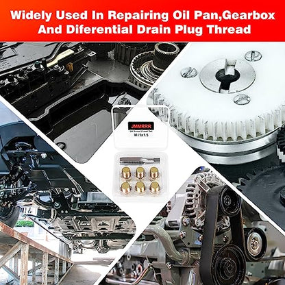 Oil Drain Plug Tap Thread Repair M15 x 1.5MM Oil Pan Screws Rethread | Oil Drain Plug Thread Repair Tool Kit Oil Pan Screws Rethread Tool - size: M15 X 1.5MM