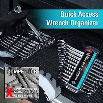 DURATECH Combination Wrench Set, SAE & Metric, 22-piece, 1/4-7/8" & 8-19mm | CR-V Steel, Organized in Wrench Holder - size: Metric&SAE (8 to 19mm & 1/4" to 7/8")
