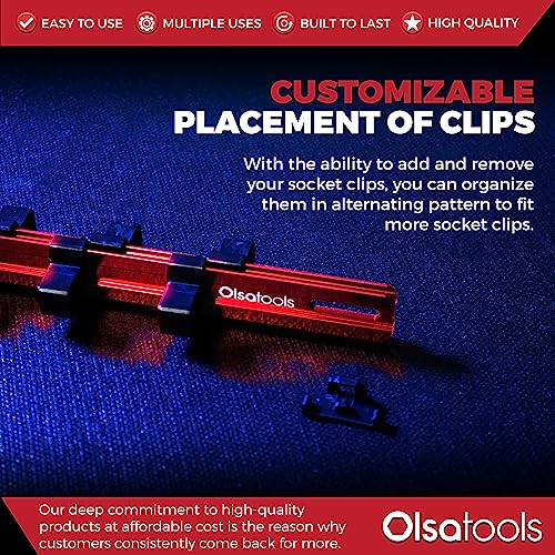 Olsa Tools 1/2-Inch Drive Aluminum Socket Organizer with Locking End Caps - Professional Quality Socket Holder - RED - 1170 - color: Red, size: 1/2-Inch Drive