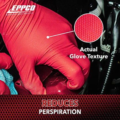EPPCO Grease Bully 7-Mil Red Nitrile Gloves Disposable Powder Free, Latex Free Textured Superior Grip Glove for Mechanics - style: Large, Case of 1000