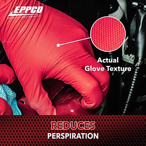 EPPCO Grease Bully 7-Mil Red Nitrile Gloves Disposable Powder Free, Latex Free Textured Superior Grip Glove for Mechanics - style: Medium, Case of 1000