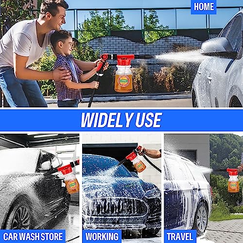 16 IN 1 Car Wash Foam Gun,Adjustable Hose Wash Sprayer for Car/Garden Clean | with 2.5 to 6 Bars Foam Blaster, Garden Hose Car Foam Sprayer, Use with 1/2” Quick Connector, Car Accessories Foam Blaster - color: White