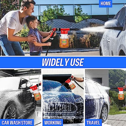 16 IN 1 Car Wash Foam Gun,Adjustable Hose Wash Sprayer for Car/Garden Clean | with 2.5 to 6 Bars Foam Blaster, Garden Hose Car Foam Sprayer, Use with 1/2” Quick Connector, Car Accessories Foam Blaster - color: White