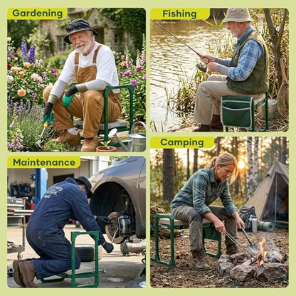 Saker Garden Kneeler and Seat Foldable Gardening Stool with Extendable Legs & Thickened Pad, Tool/Storage Bag, Heavy Duty 400lbs Support for Elderly, Gardening, Outdoor Use - size: Luxury version