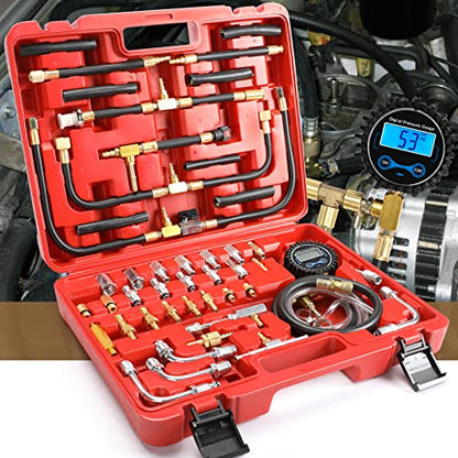 BETOOLL Digital Fuel Injection Pressure Tester Kit - Fuel Pressure Gauge 0-300 PSI for Petrol Engine Fuel Pressure Test Kit Automotive Test Tool Kit - size: 0-300 PSI
