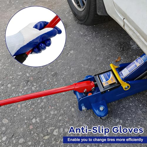 2 Ton Jack Handle Replacement, Horizontal Hydraulic Jack Handle Replacement Kit with Gloves, Anti-Slip Grip Steel Jack Lifting Handles for Most Vehicles, Car Accessories (Red) - color: Red