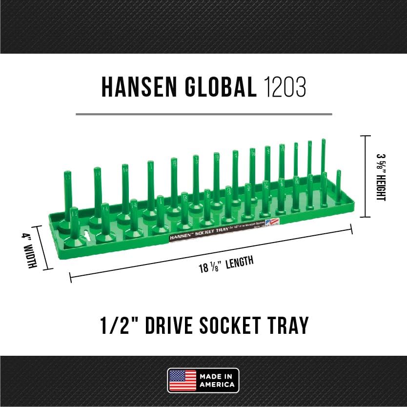 Hansen Global 92001 SAE & Metric, 2-Row Socket Tray Set - 6-Pieces, Green - color: Green