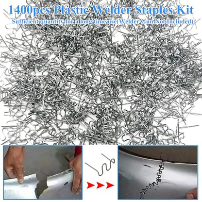 1400 Plastic Welder Staples,Plastic Welding Staples,0.6 0.8mm Wave Hot Staples Welding Supplies for Welder Gun to All Plastic Fix Repair Car Bumpers Cracks and Craft - color: 1400pcs 2 Style