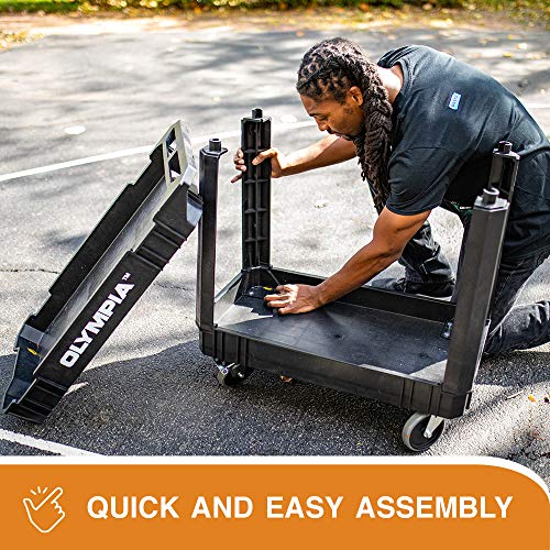 Olympia Tools 87-884-917 Indoor Outdoor Heavy Duty Rolling Utility Cart with 2 Shelves and 500 Pound Capacity for Home, Industrial, Retail, and Commercial Use, Black - size: 500 Lb