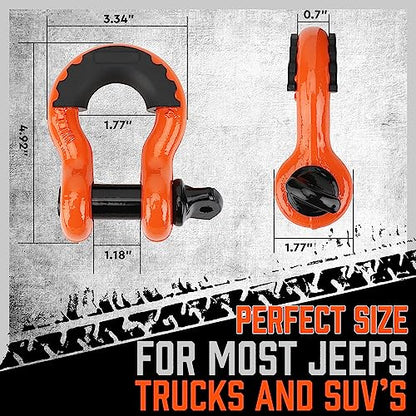 HORUSDY Nylon Heavy Duty Tow Strap Recovery Strap with Hooks 3" x 30Ft - 35,000 LBS Break Strength, 2" Shackle Hitch Receiver + 3/4 D Ring Shackles (2pcs), Recover Your Vehicle Stuck in Mud/Snow - style: 35,000 LBS Break Strength, 2" Shackle Hitch Receive