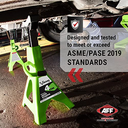 AFF Viking 4 Ton Jack Stand Set - Heavy Duty Ratchet Style Jack Stands - Pair - size: 4 Ton