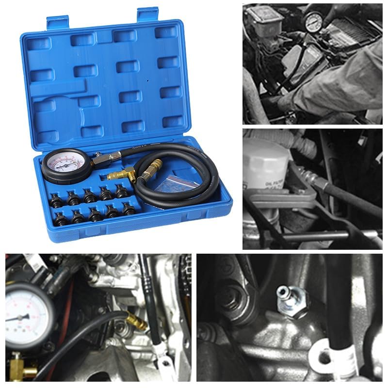 Oil Pressure Tester Tool, Oil Pressure Gauge kit, 0-140 PSI Pressure Test Diagnostic Tools, Engine Oil Pressure Tester Tool kit, for car Truck (Blue) - color: blue-2