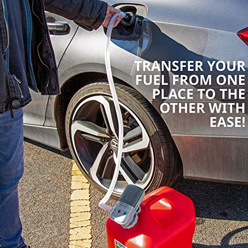 Deway Auto Fuel Transfer Pump, AA Battery, Auto-Stop, 2.2 GPM, Screw-On Cap | Hands-free fill and drain for autos, generators, and lawn equipment; not for US kerosene cans. - style: Auto Stop Nozzle w/ 51" Plastic Hose