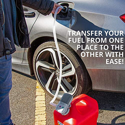 Deway Automatic Fuel Transfer Pump w/Auto-Stop, 2.2 GPM Flow Rate & AA Battery Powered, Advanced Adapter Fits All Size Cans, Extra Long Hose, Portable Liquid Pump for Gasoline, Diesel Fuel & More - style: Auto Stop Nozzle w/ 51" Plastic Hose