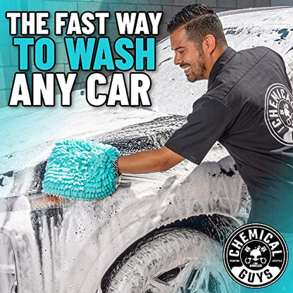 Chemical Guys, X-Large Chenille Noodle Wash Mitt, Teal, Ultra Plush, 2 Pack | Ultra-plush oversized noodle mitt holds maximum foam and traps grit for safe, scratch-free washing, two pack