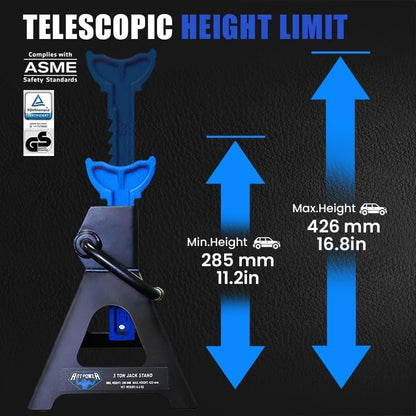 ANTPOWER Jack Stands 3 Ton (6,600 LBs) Heavy Duty Car Jacks Stand,11.2"-16.8" Adjustable Height for Lifting Automotive Small SUV, Pickup 1 Pair - style: basic