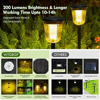 Solar Lights Outside Waterproof, 6 Pack 200 Lumens Super Bright Solar Pathway Lights Outdoor Waterproof with 2 Lighting Modes, Auto On/Off Outdoor Solar Lights for Yard, Walkway, Lawn - size: 6 Pack-200 Lumen