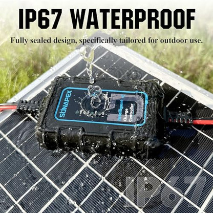 SUNAPEX 50W Solar Panel Kit 12V Solar Battery Charger Maintainer | IP67 Waterproof,Solar Trickle Charger, With Smart Charge Controller for Car, Motorcycle, Boat, Marine, RV, Trailer, Truck - size: 50W - Standard