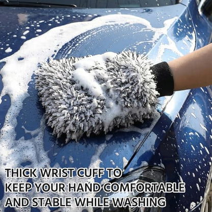 4 Pack Microfiber Car Wash Mitts Set 10x7 Inch Soft Suede Lining Car Wash Gloves, Highly Absorbent Scratch-Free Cleaning Cloths for Auto Detailing, Safe with All Soaps, Bucket(Black) - color: Black