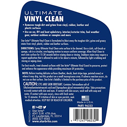 STAR BRITE Ultimate Vinyl Clean Spray - Multi-Surface Cleaner for Auto, RV, Home & Boat Upholstery - Vinyl, Rubber, Leather, Plastic + Interior & Exterior Trim 32 OZ (096232)