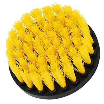 HIFROM 2 PCS, Soft and Medium Drill Brush Power Scrubbing Brush Drill Attachment for Cleaning Showers, Tubs, Bathrooms, Tile, Grout, Carpet, Tires, Boats,Upholstery - color: White+orange