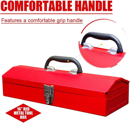 2PCS Portable Tool Box, Metal Tool Box, 4 Non-Slip Foot Pads, Ideal for Trailer, Mechanic, DIY-ers, Car Toolbox, Workshops, Garages, Repair Shops,Red - size: 2P-Red