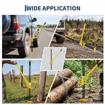 Garvee 33 in High Lift Farm Jack 3 Ton/7000 LB, Ratcheting Offroad Jack with 5.2-25.8 in Lifting Range, Heavy Duty Utility Bumper Lifter for Car, Tractor, Truck, SUV, Yellow | 7000 LB Ratcheting Offroad Jack, Heavy Duty Utility Bumper Lifter for Car, Trac