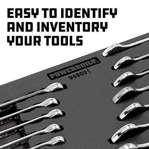 Powerbuilt 16 Piece Combination Metric Wrench Set, Box and Open End, Pro Tech Tool Series, Organization Tray - 949001 - size: 16pc Metric, style: Combination