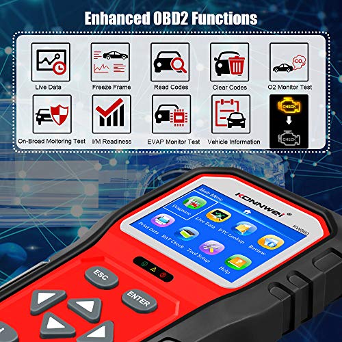 KONNWEI KW860 OBD2 Scanner Car Code Reader Diagnostic Scan Tool with Enhanced Live Data Stream and Upgraded Graphing Battery Status Check Function - color: KW860