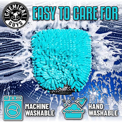 Chemical Guys, X-Large Chenille Noodle Wash Mitt, Teal, Ultra Plush, 2 Pack | Ultra-plush oversized noodle mitt holds maximum foam and traps grit for safe, scratch-free washing, two pack