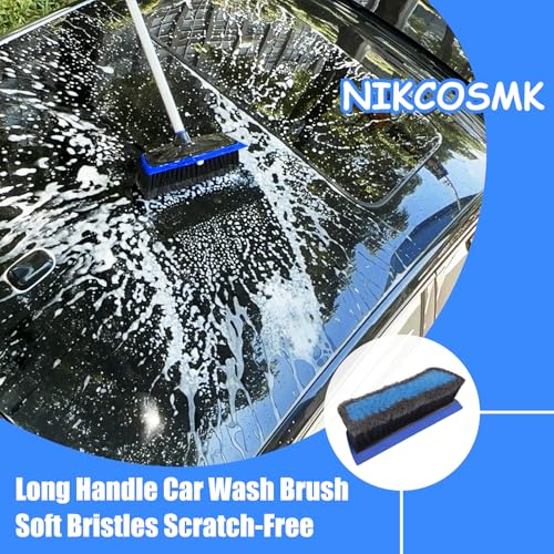 62'' Car Wash Brush with Long Handle, Car Wash Kit with Tire Brush, Tower, Window Squeegee, Chenille Microfiber Car Wash Mop Mitt, Car Cleaning Brush Kit Supplies for Car, Truck, SUV, RV
