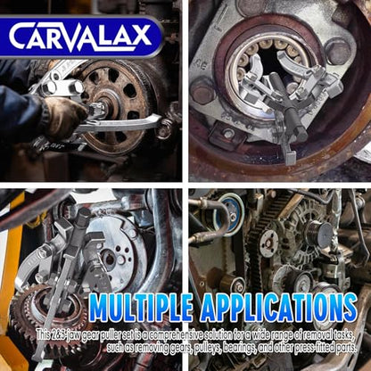 CARVALAX Gear Puller Set, Reversible 2 & 3-Jaw Puller Set, CR-V Steel 3" 4" 6" 8" Bearing Puller Kit (24pc) for Gear, Bearing, Pulley and Flywheel, Puller Tool with Black Carry Box - size: 3" 4" 6" 8"